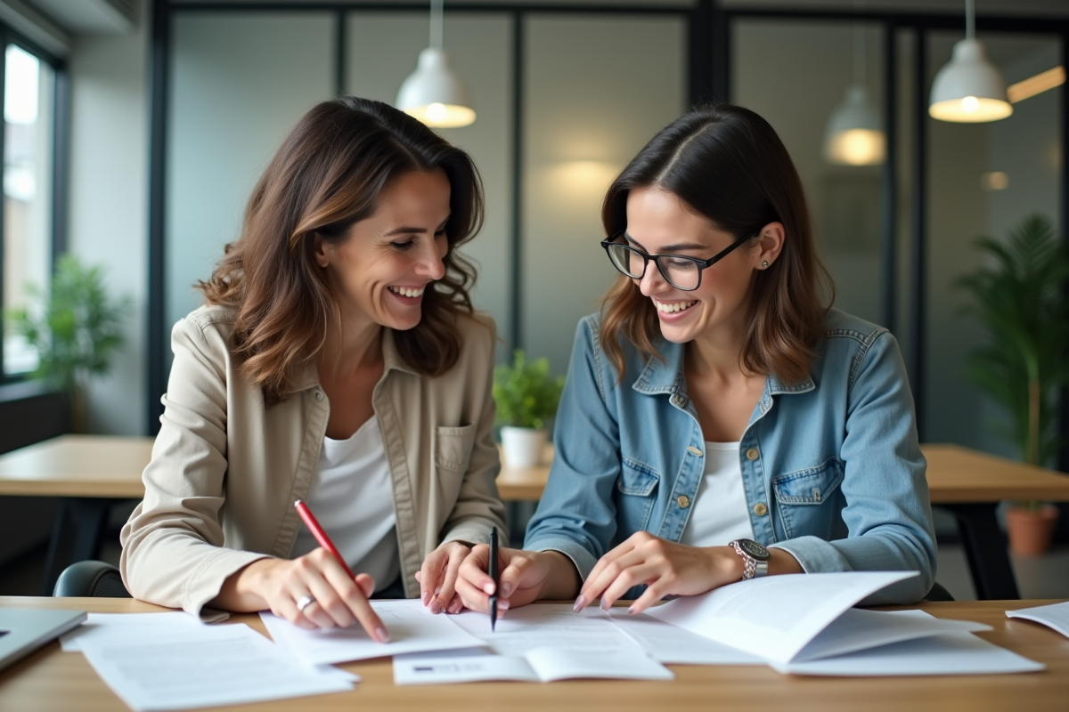 Femme d'âge moyen aidant une collègue au bureau