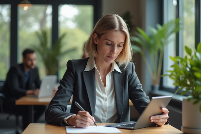 femme-coworking-realite-augmentee Femme en coworking avec realite augmentee pour collaboration