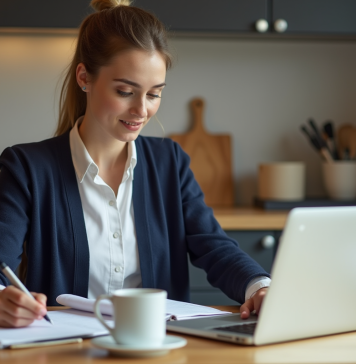 Gérer ses finances personnelles : astuces et conseils pour réussir Jeune femme organisée dans une cuisine lumineuse