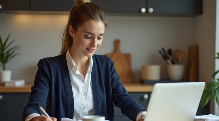 Jeune femme organisée dans une cuisine lumineuse