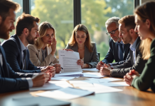 Groupe de personnes autour d'un contrat risques partagé