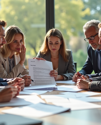 Groupe de personnes autour d'un contrat risques partagé