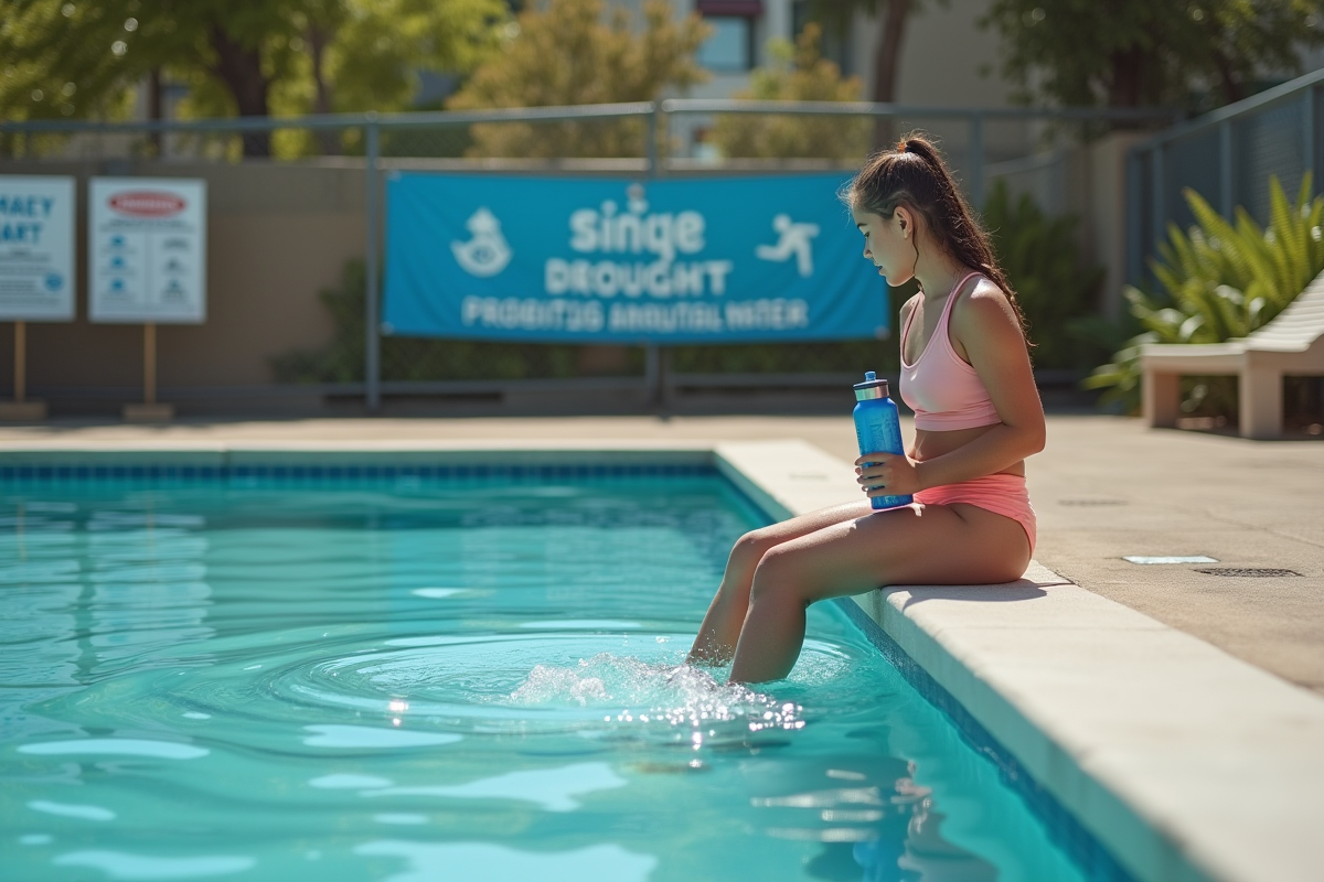Jeune fille en maillot à la piscine publique