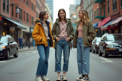 Groupe de jeunes adultes en 1994 dans une rue urbaine