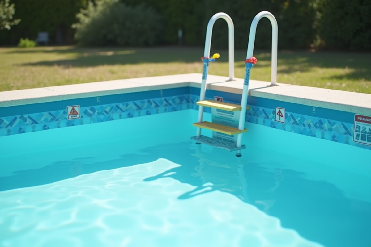 Détail de la sécurité autour d une piscine hors sol en France